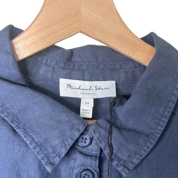 New Women’s Michael Stars Eleanor Linen Shirt Dress Size: 2X - Picture 5 of 11